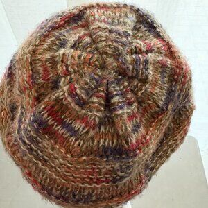 Knit Verigated Acrylic Winter Beret in beige, white, red, purple, orange